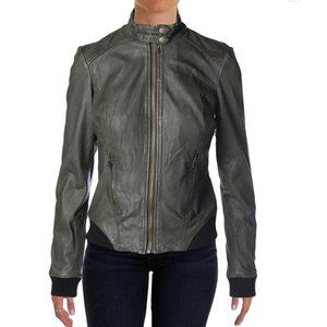 Lucky Brand Olive Green Leather Jacket, Size S